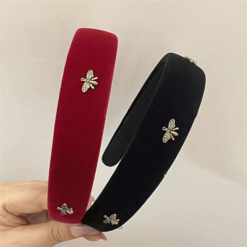 1pc Elegant Red Bee-Embellished Headband - Chic Hair Accessory for Valentine's Day and Casual Wear