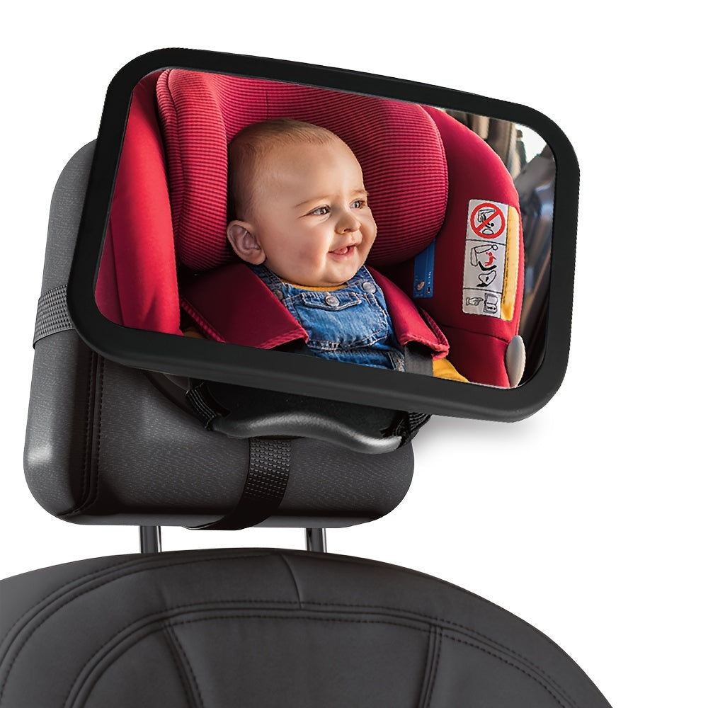 Durable Safety Car Mirror with 360-Degree Rotation, Wide Rear Facing View, and Crystal Clear Reflection