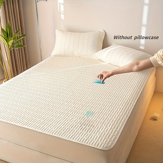 Ultra-Thin Mattress Pad with Waterproof Protection - Sleek Solid Color Design, Ideal for Bedroom & Dorm Use, Suitable for Single to Double Beds, Hand Wash Recommended - Pillowcase Sold Separately