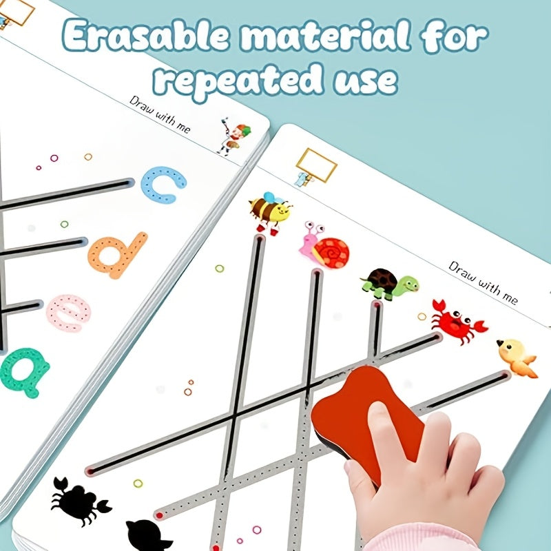 32 Reusable Educational Practice Book with Erasable Writing Pad for Ages 3-6