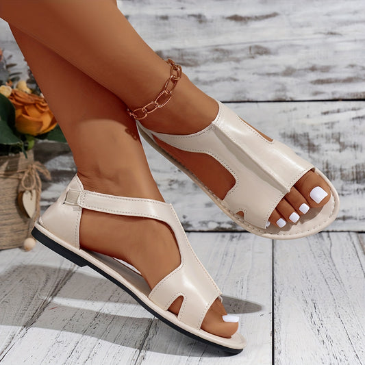 Elegant solid color sandals with elastic straps, perfect for vacations and everyday use.