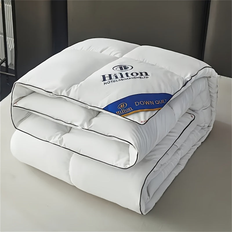 Luxurious Hilton-style comforter with ultra-soft, thick, all-season quilt designed for hotel bedrooms and gifts.