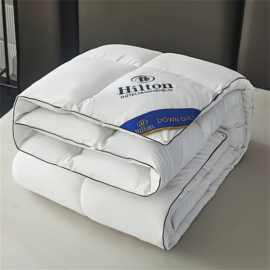 Luxurious Hilton-style comforter with ultra-soft, thick, all-season quilt designed for hotel bedrooms and gifts.