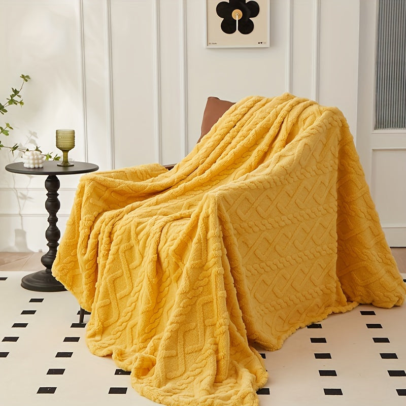 Soft and cozy rhombus jacquard blanket made of skin-friendly taffeta, perfect for use in the office or at home. This versatile blanket can be used as a couch throw, air conditioner blanket, or for a quick nap. Suitable for all seasons and makes a great