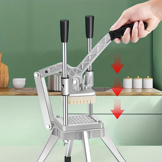 One-piece Commercial-Grade Aluminum Potato Masher: A Manual Kitchen Press for Mashed Potatoes, featuring a Multifunctional Vertical Cutter & Dicer and Portable French Fry Maker.