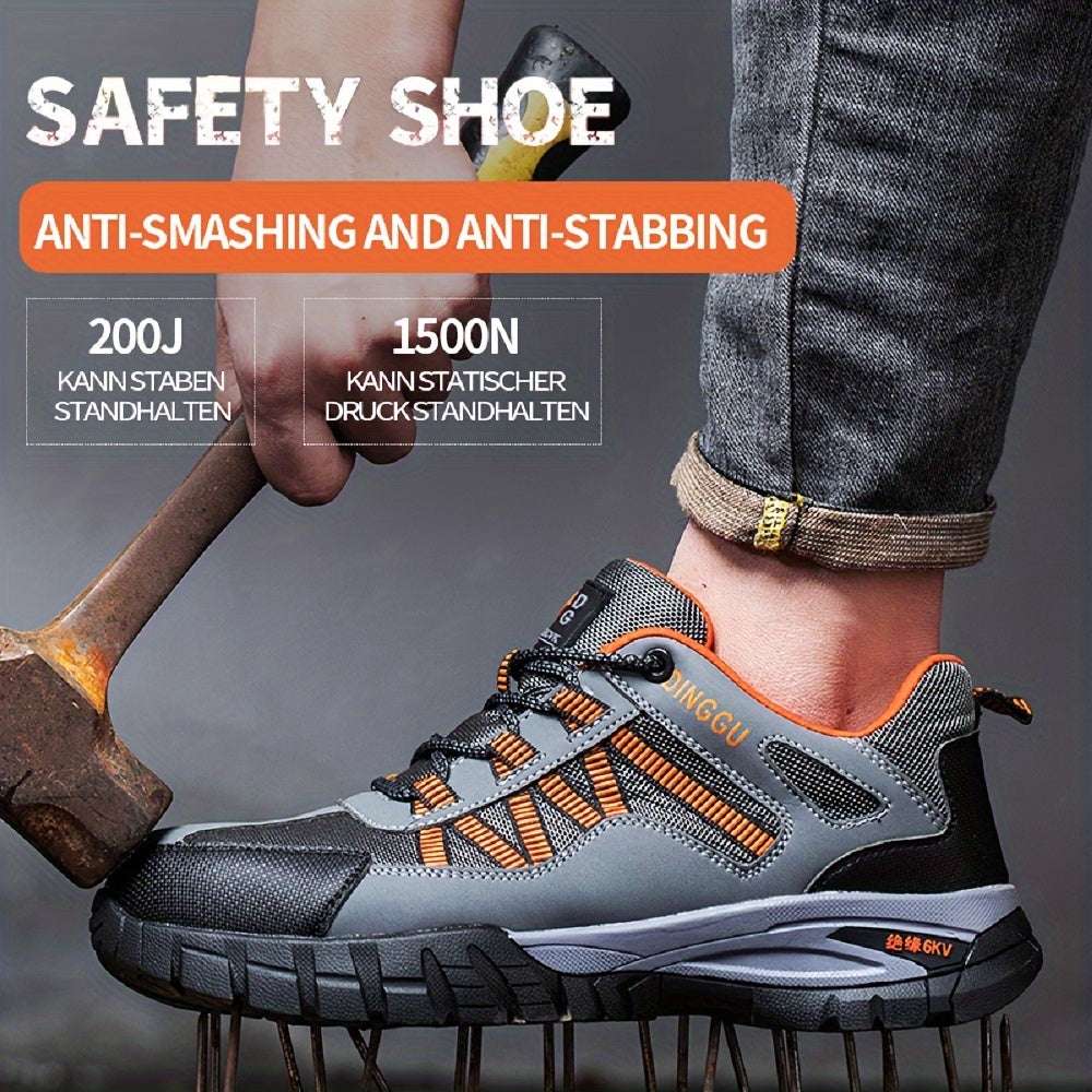 DINGGU Men's Steel Toe Work Shoes with Puncture Resistant Rubber Sole, Breathable and Lightweight.