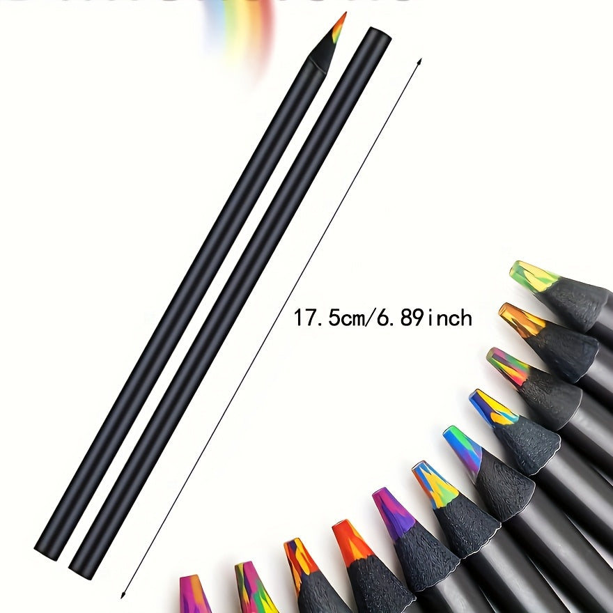 Brutfuner 5/10pcs Rainbow Colored Pencils Set for Artwork, Non-Toxic Wooden