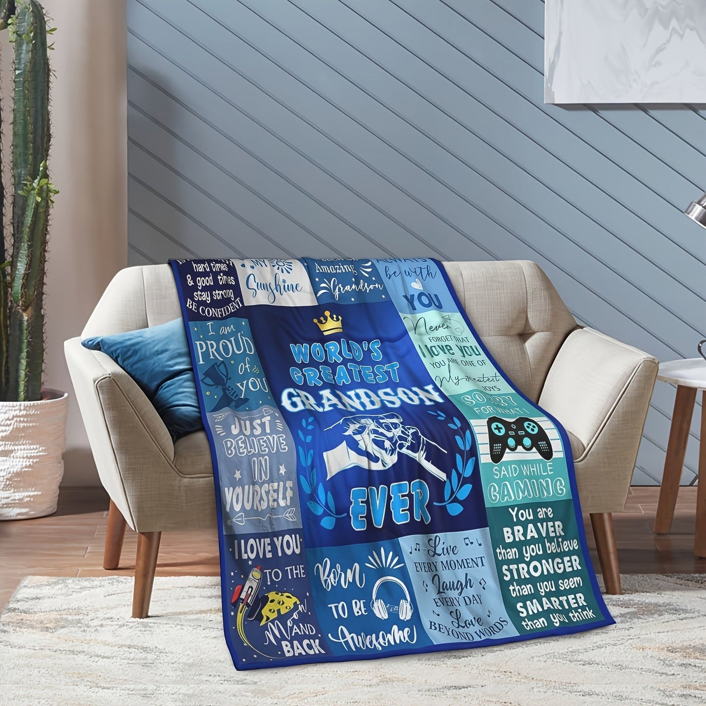 Soft and Cozy Flannel Throw Blanket - Ideal Gift for Grandsons, Perfect for Birthdays and Christmas, All-Season Comfort, Easy to Wash, Great for the Holidays