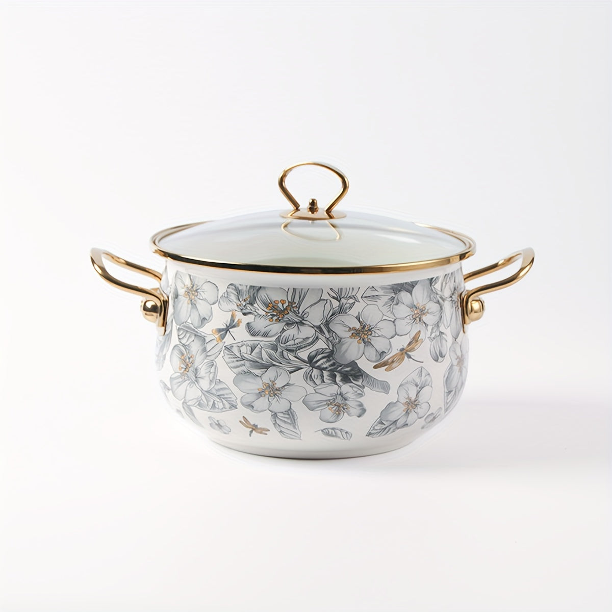 Premium Enamel Soup Pot featuring Dual Handles - Designed for High Temperatures, Spacious for Stewing & Boiling, Compatible with Gas and Electric Stoves, Ideal for Home and Restaurant Use in Kitchens