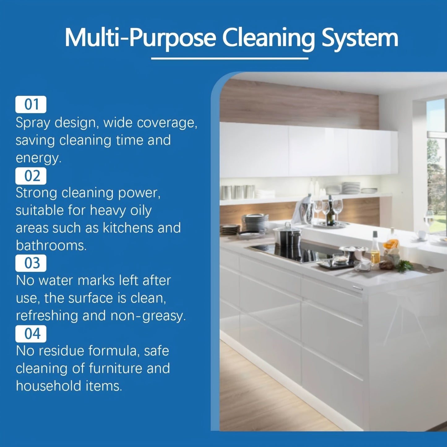 Introducing Jaysuing Multi-Purpose Kitchen Grease Cleaner: a powerful and efficient stain and dust remover that is perfect for heavy oil areas in the kitchen and bathroom. This safe for metal surfaces, residue-free liquid formula contains sodium