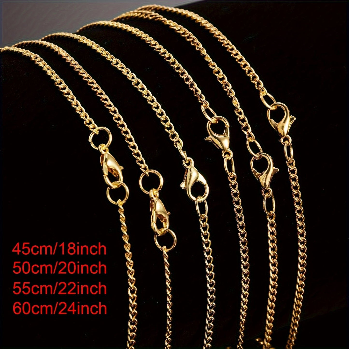 DIY Jewelry Making Supplies: Set of 24 Golden Plated Necklace Chains with Lobster Clasps for Women to Create Link Chain Necklaces