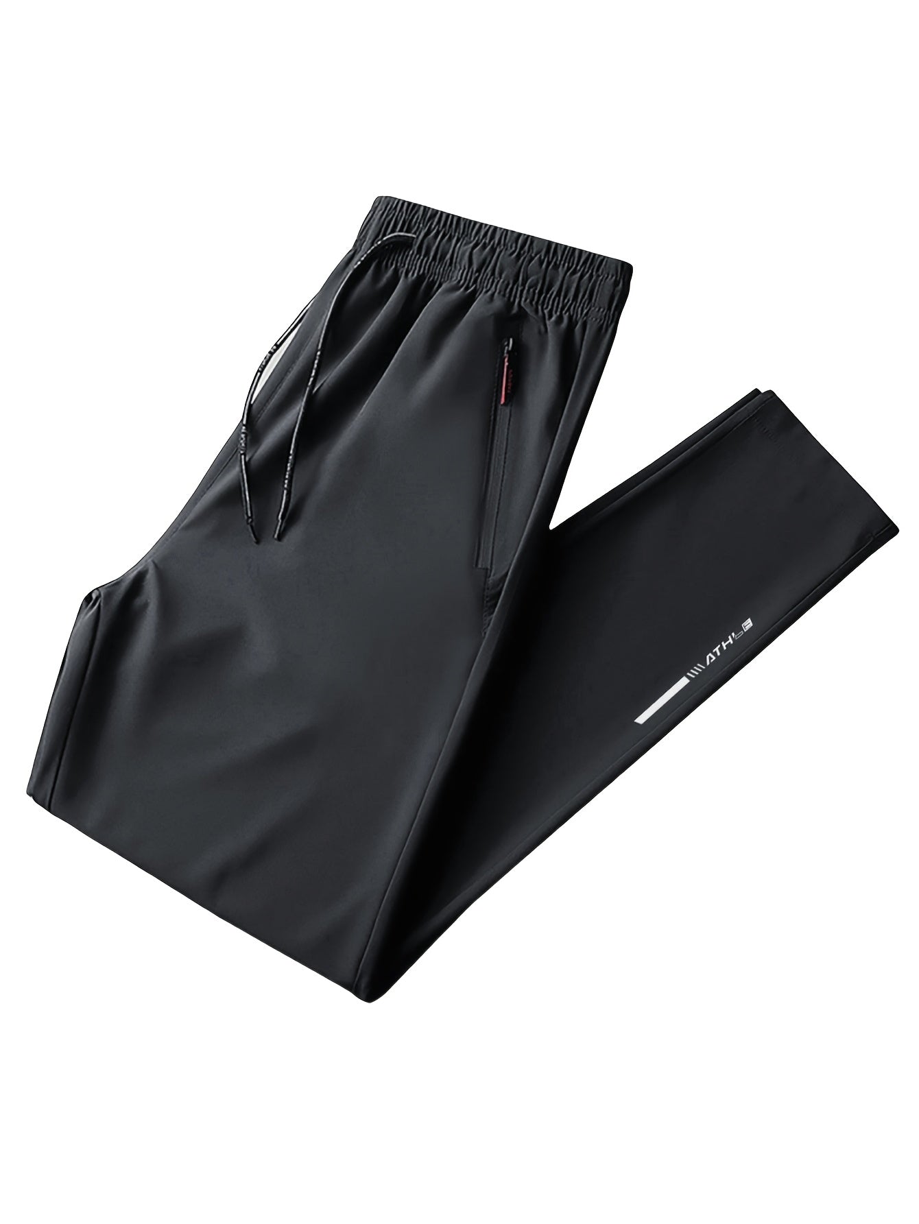 Three-pack of men's plus size track pants made of 100% polyester with a slight stretch, regular fit, woven fabric, print pattern, and zipper detail.