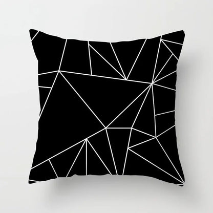 Black & White Geometric Stripe Pillow Covers - Square Polyester, Zip Closure, Hand Washable - Set of 1 or 4