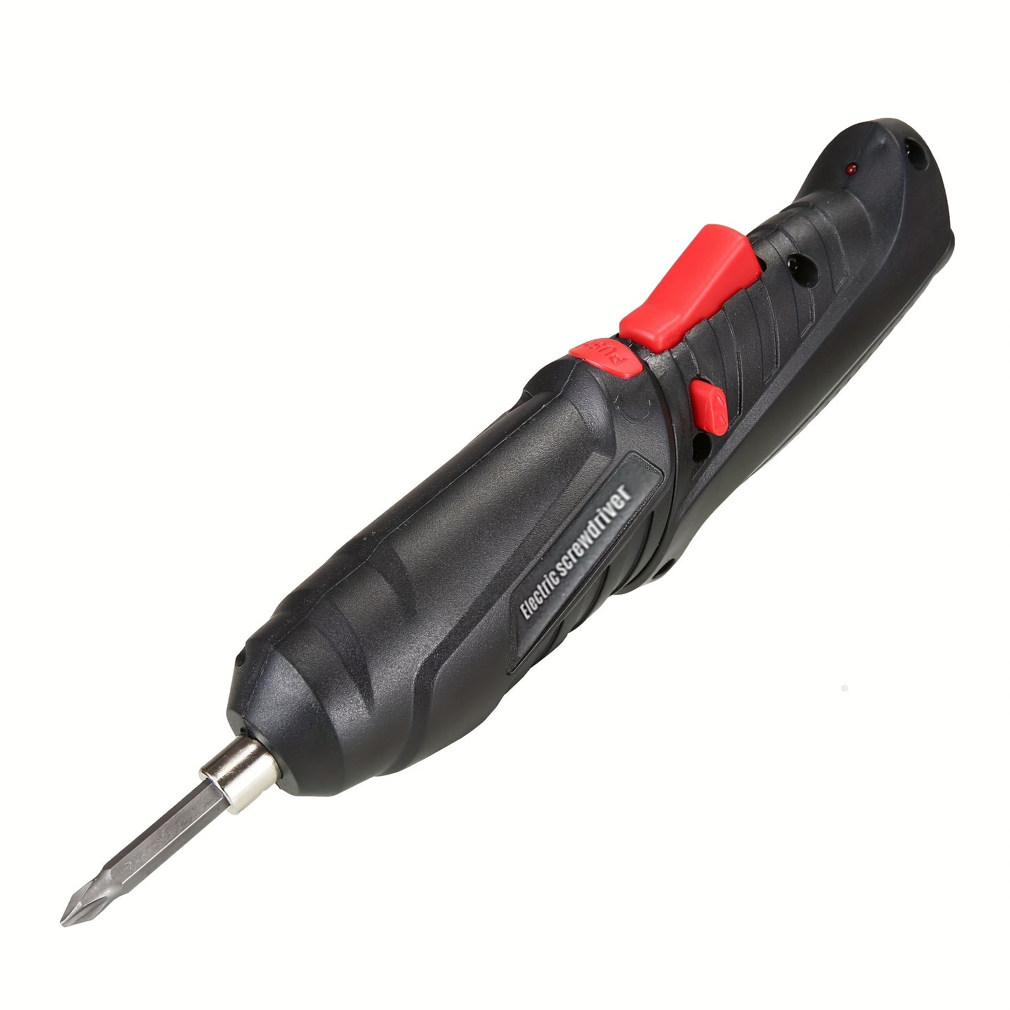 Mini cordless electric screwdriver set with 45 pieces, deformable screwdriver bits and USB charging.