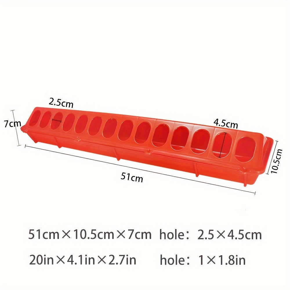 Long feeding trough for chickens, ducks, and geese, suitable for feeding and watering.