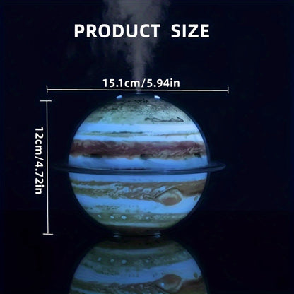 Creative 330ml Jupiter-inspired USB humidifier with LED night light, for aromatherapy in bedroom and home decor. USB powered.