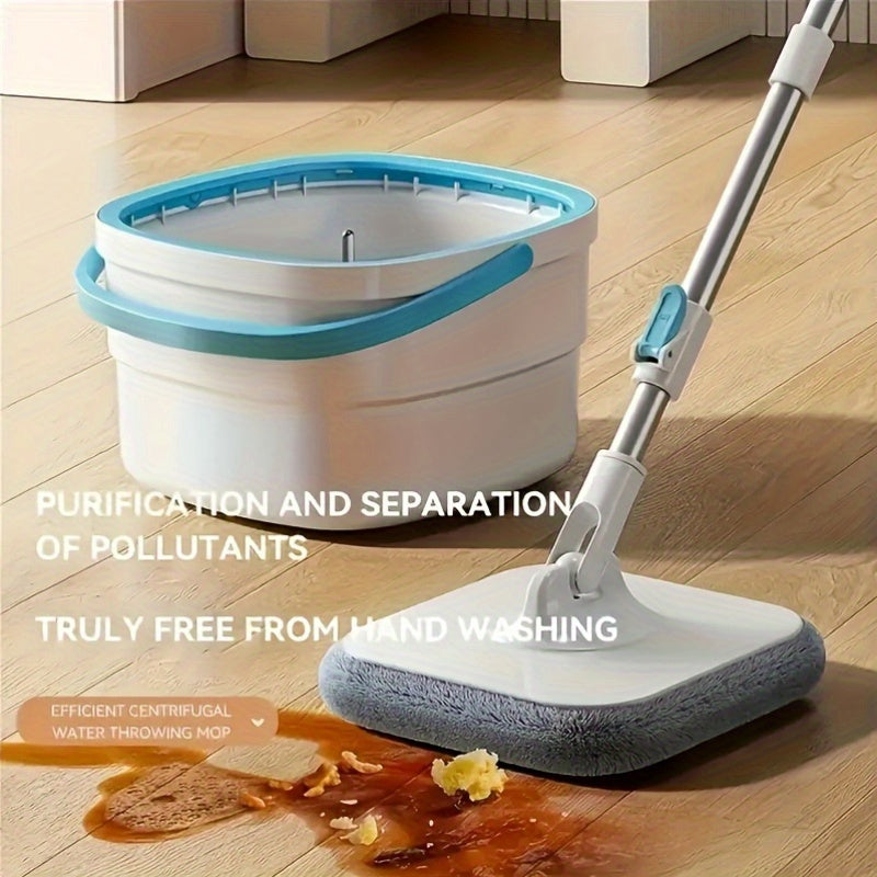 Rotary Mop and Bucket Cleaning Set - Self-Twisting, ABS Material, Automatic Dewatering, Removable Tank, Ideal for Flooring