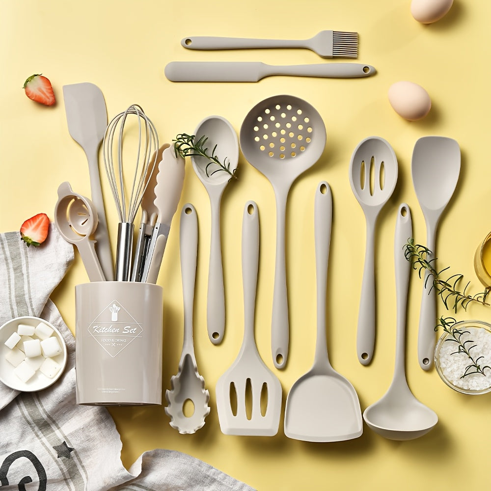 Get ready for the holidays with this 15-piece Silicone Kitchen Utensil Set! Complete with a convenient storage bucket, these heat resistant and non-stick cooking tools include everything from spatulas to tongs to oil brushes. Perfect for occasions like