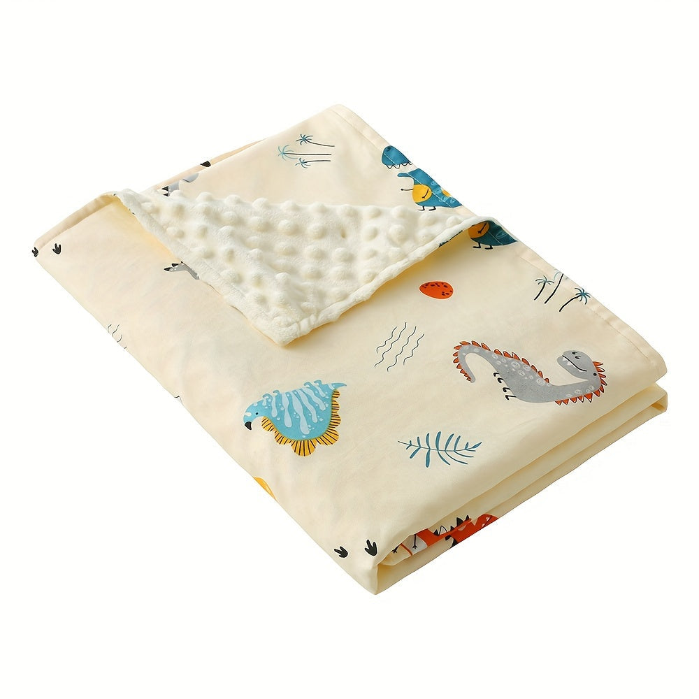 Baby blanket for boys and girls measuring 76.2 x 101.6 cm. This soft plush minky blanket features a dotted backing and a lovely flower double layer design, perfect for strollers and cribs.