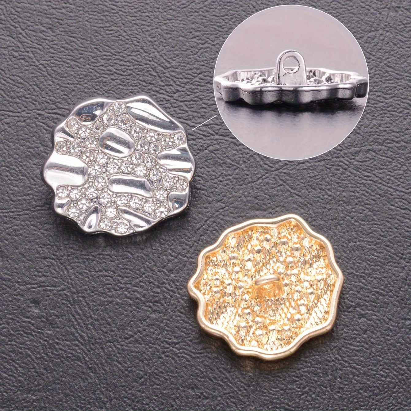 Set of 7 sophisticated irregular alloy buttons, carefully handmade for sewing onto sweaters, coats, shirts, suits, and other fashion pieces. Perfect for DIY projects and creating unique clothing and jewelry items. Ideal for women's novelty pins and