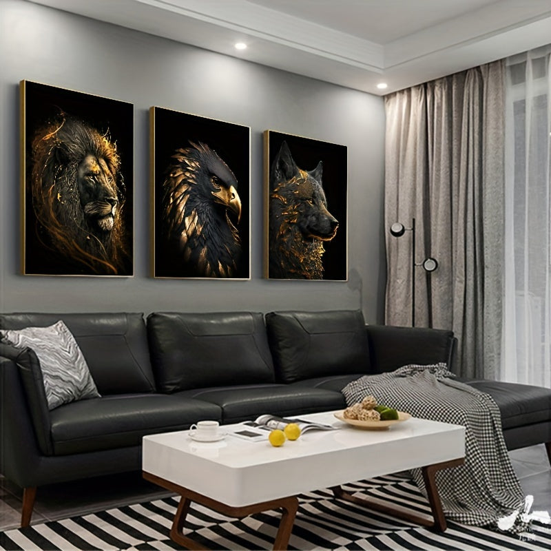 Abstract painting of a lion and eagle on canvas, measuring 15.7*23.6in/40cm*60cm, suitable for living room decor. Frame not included.