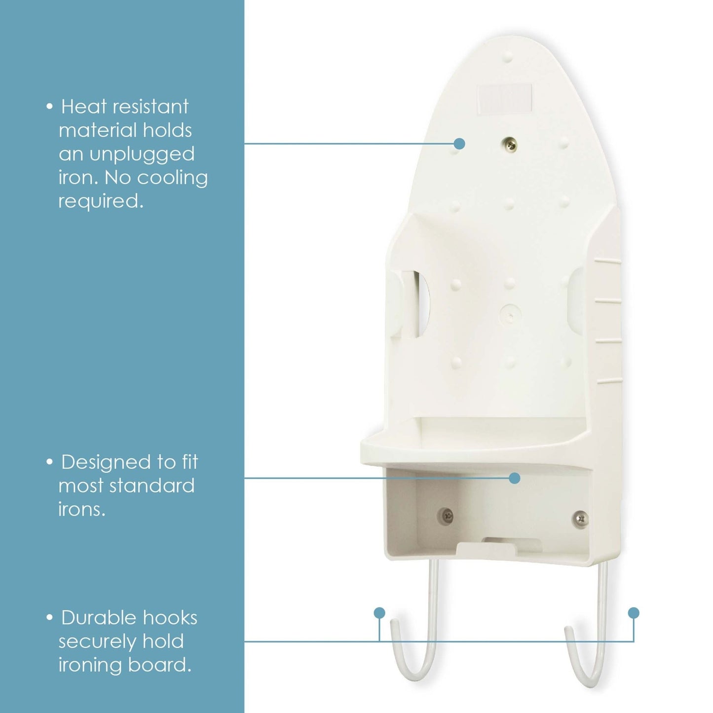 Heart Leaf Wall-Mounted Ironing Station Organizer with 2 Hooks, Heat-Resistant Metal and Plastic Iron Holder for Laundry Room, Bedroom, Bathroom, and Office Storage. Perfect for Laundry and Storage Organization.