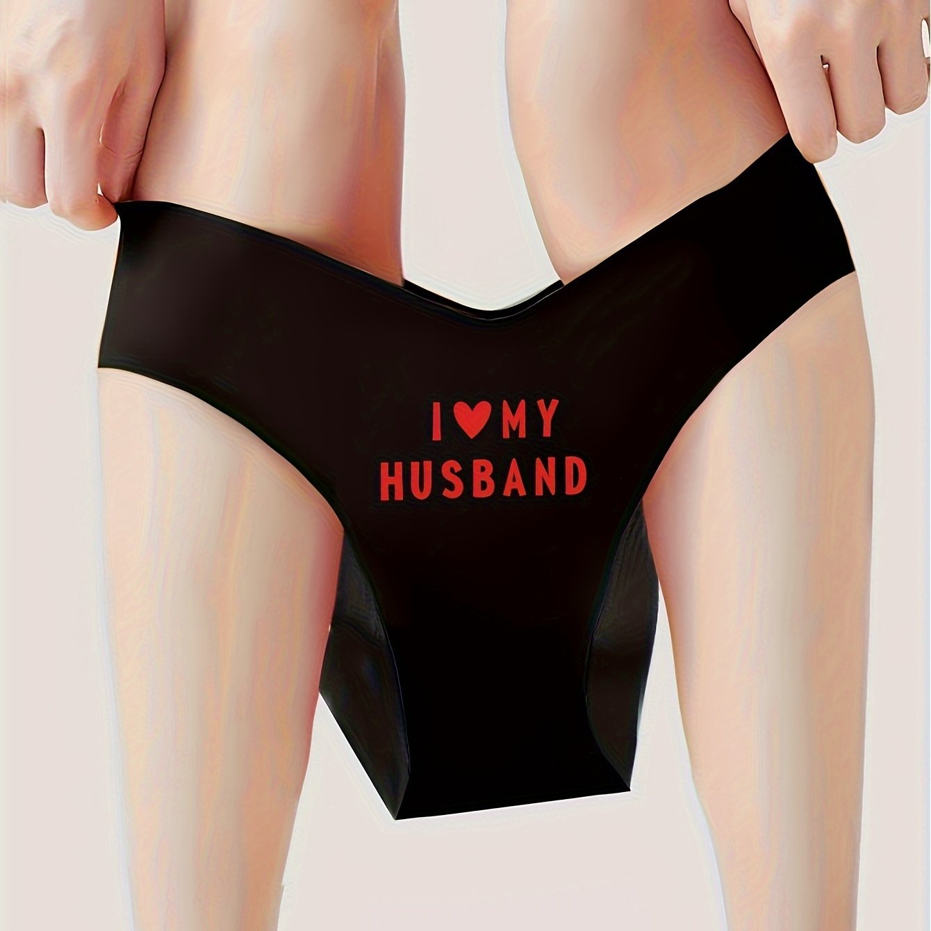 Sexy "I Love My Husband" briefs for women, comfortable and breathable.