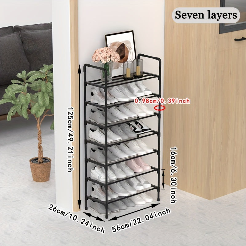 Easy to install and space-saving shoe rack with multiple layers – ideal for storing shoes and boots in entryways, living rooms, and bedrooms. The metal storage design offers a large capacity for organizing your footwear.