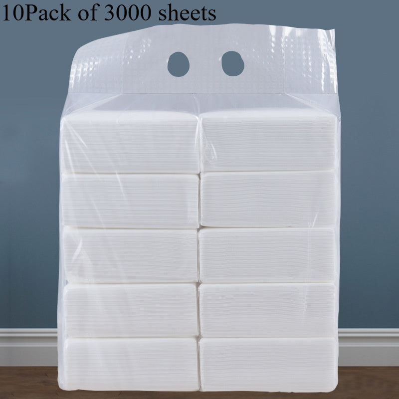 Pack of 10 3000 thick, high-quality paper towels. Made of multi-ply, wettable, durable, and absorbent wood material. Perfect for use at home, office, outdoors, or in an RV. Each sheet is individually formed.