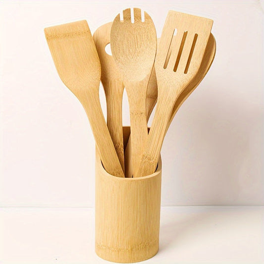 Ecobamboo Kitchen Utensil Set - Includes 3 Pieces: Cooking Spoon, Slotted Spoon, and Spatula - Made of Food-Grade Materials - Non-Electric Tools Perfect for Christmas, Halloween, Thanksgiving