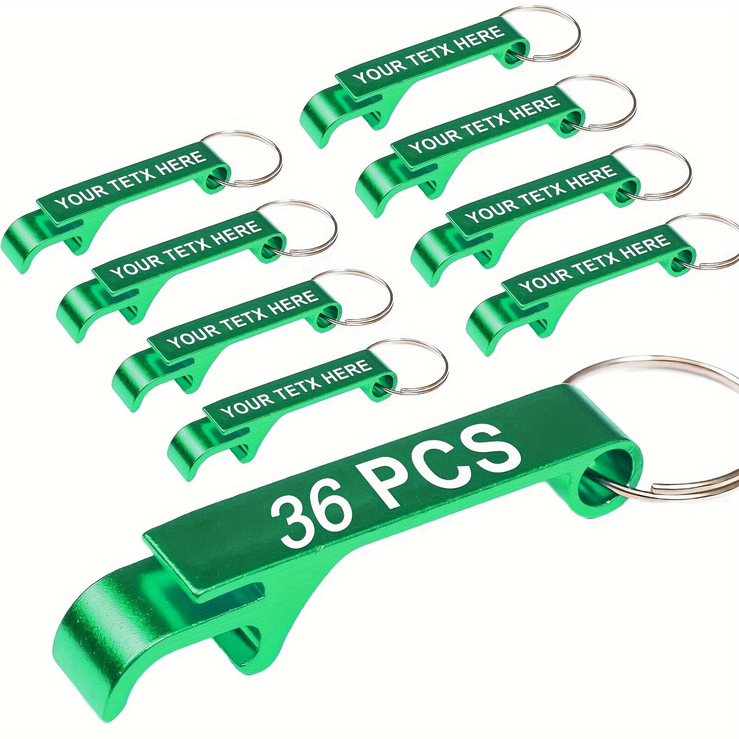 Personalized keychain bottle openers - Set of 36, ideal for gifts, holidays, and promotional events.