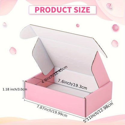 Pack of 10/15/20 Pink Corrugated Cardboard Shipping Boxes, 19.99 x 12.98 x 3.0 cm - Ideal for Jewelry, Cosmetics & Small Items - Perfect for Business & Personal Use, Gift Packaging|Sturdy &