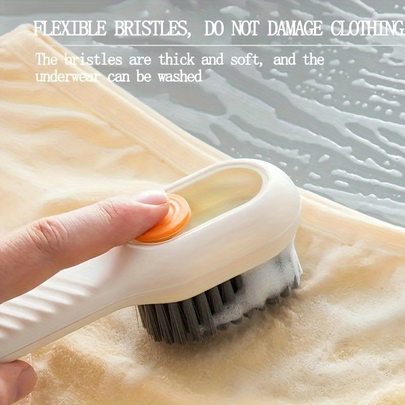 Popular Choice: Ergonomic shoe brush with long handle, built-in soap dispenser, and soft bristles - perfect for cleaning shoes, boots, and jewelry.