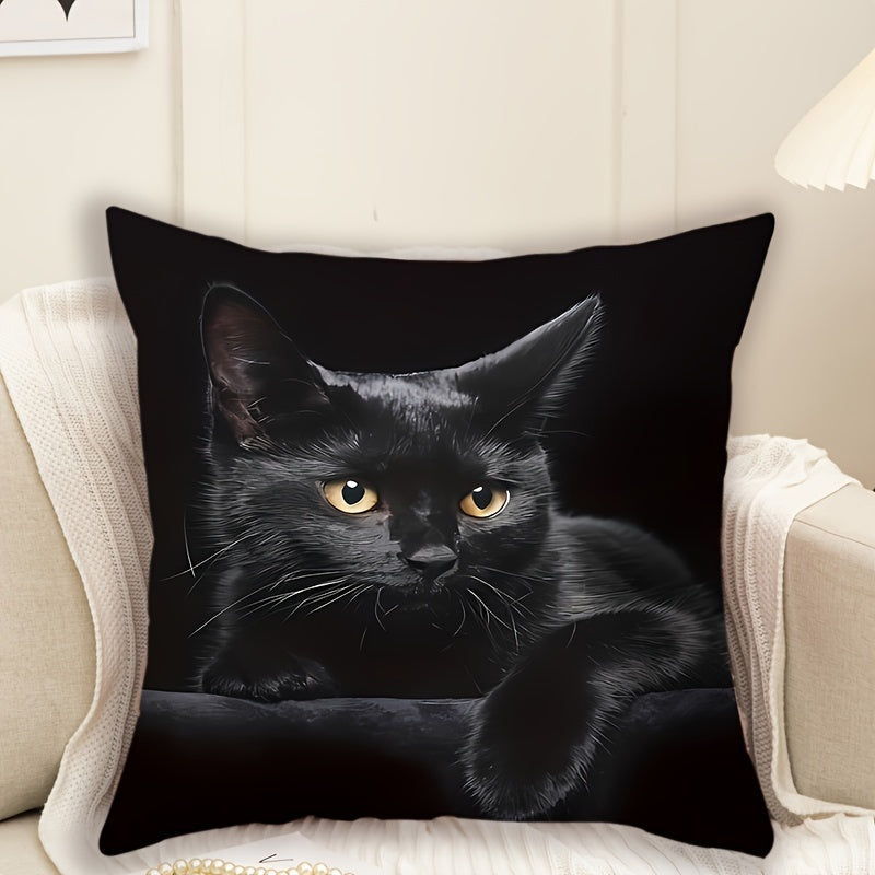 1pc Cute Cat Polyester Cushion Cover for Room, Bedroom, or Sofa Decoration, does not include cushion.