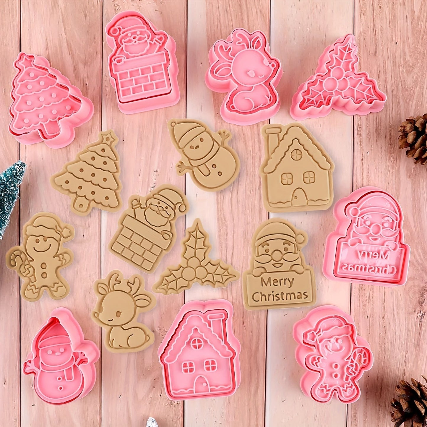 Get into the holiday spirit with these festive Christmas cookie cutters! With 8 adorable designs perfect for sugarcraft and baking, these durable plastic cutters are ideal for parties and gifts. Make holiday baking a breeze with this versatile set.