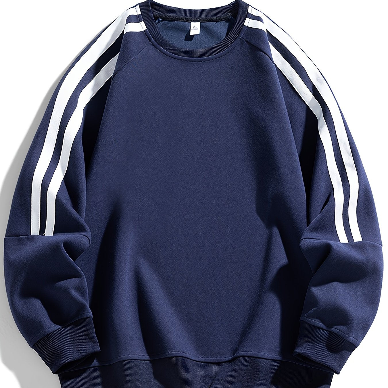 Men's side striped crewneck hoodie, comfortable and breathable, suitable for street and outdoor activities.