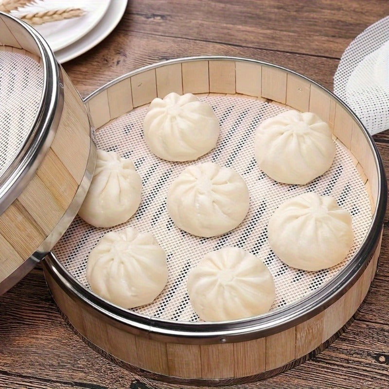 Set of 10 Reusable Silicone Steamer Liners - Round Non-Stick Pads for Bamboo Steamer Basket Cooking - Heat-Resistant Kitchen Accessory for Vegetable Steaming|Functional Kitchenware|Heatresistant Fabric