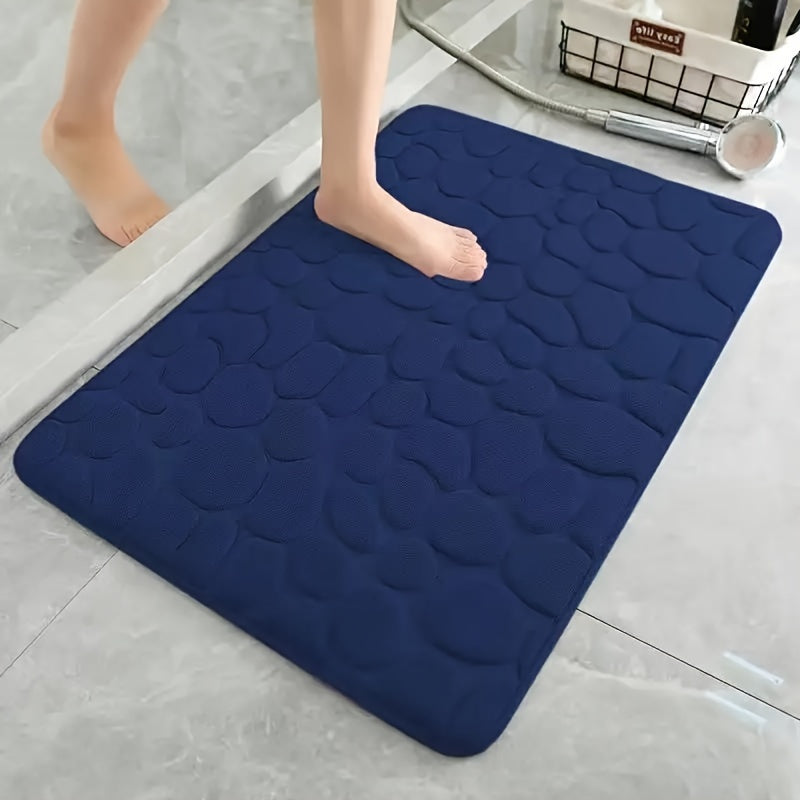 Polyester Pebble Stone Bath Mat, Soft and Comfortable Non-Slip Absorbent Rug for Bathroom, Entrance Door Floor Pad without Scent