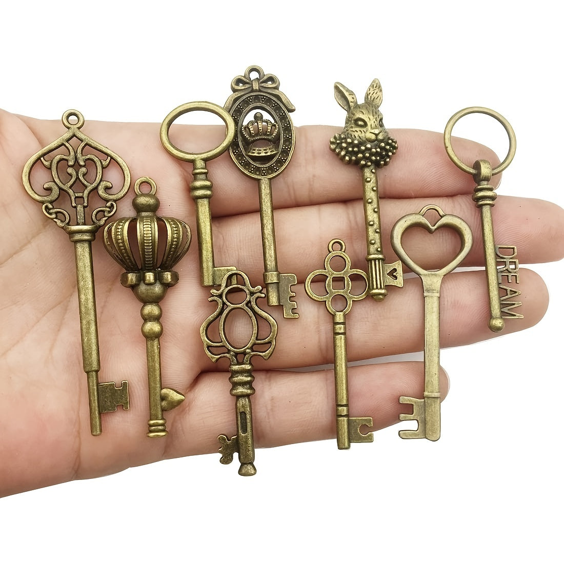 Set of 23pcs Vintage Skeleton Keys in Antique Bronze Style.