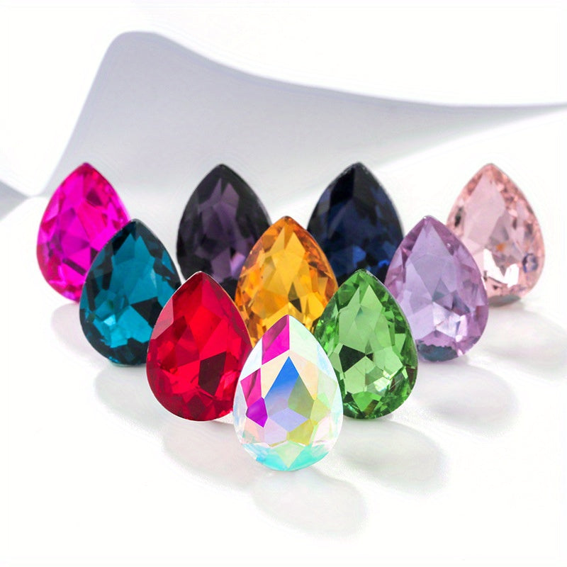 Set of 30 Vibrant Teardrop Rhinestones, Perfect for Adding a Pop of Color to Your DIY Necklace, Bracelet, or Keychain Creations