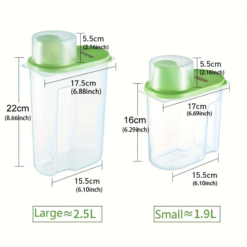 Set of four PP food storage boxes with clear plastic containers and pour lids, perfect for storing cereal, rice, pasta, tea, nuts, and coffee beans. Ideal for preserving food in the kitchen at home.