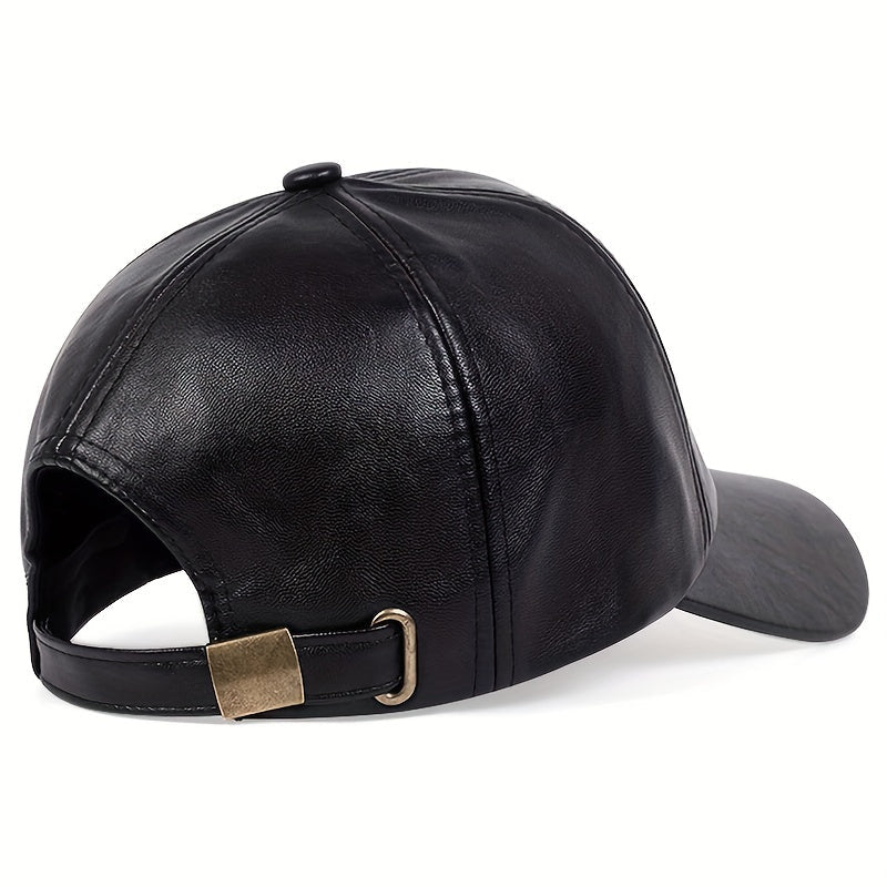 British PU leather baseball cap for men, adjustable and breathable. Perfect for all seasons and makes a great Christmas gift.