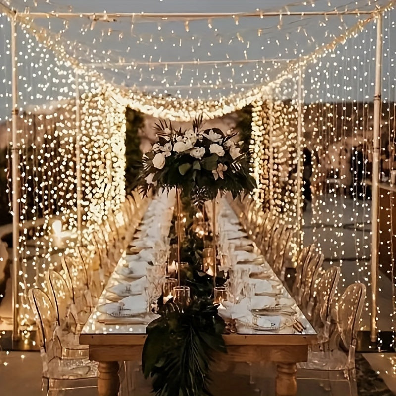 300LED USB Curtain Lights with Remote, 299.92cm x 299.92cm, Classic Style Plastic Hanging Decor for Various Occasions - Warm White Light String