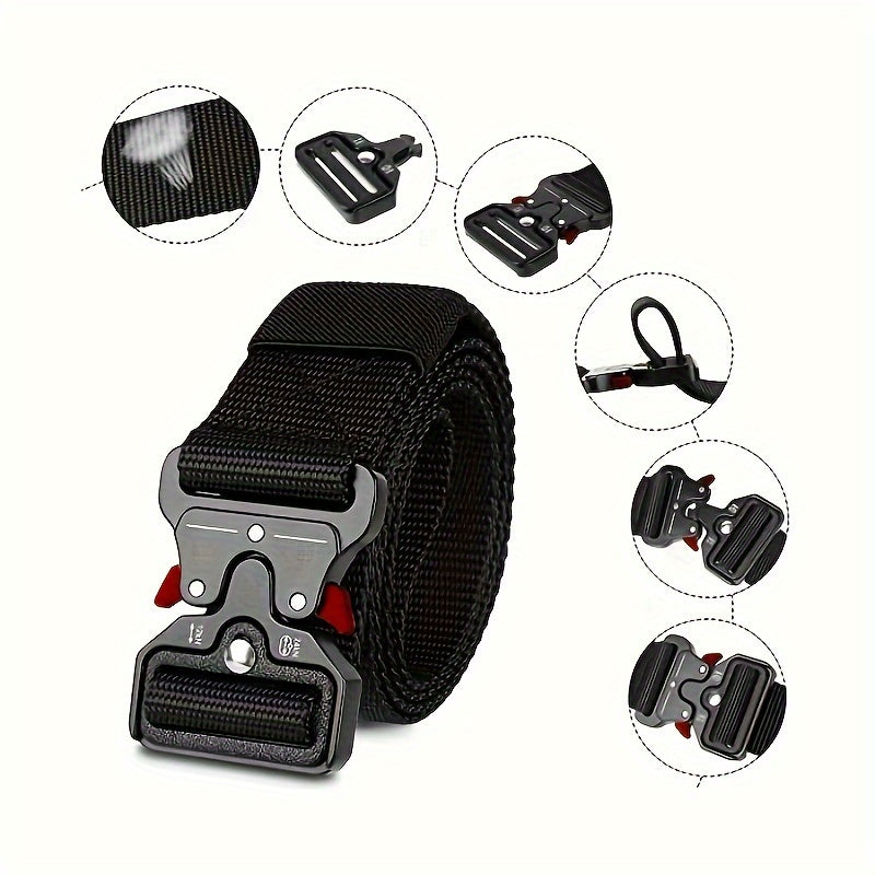 Outdoor training belt with plastic safety buckle, suitable for men and women, non-metallic leisure waist belt.