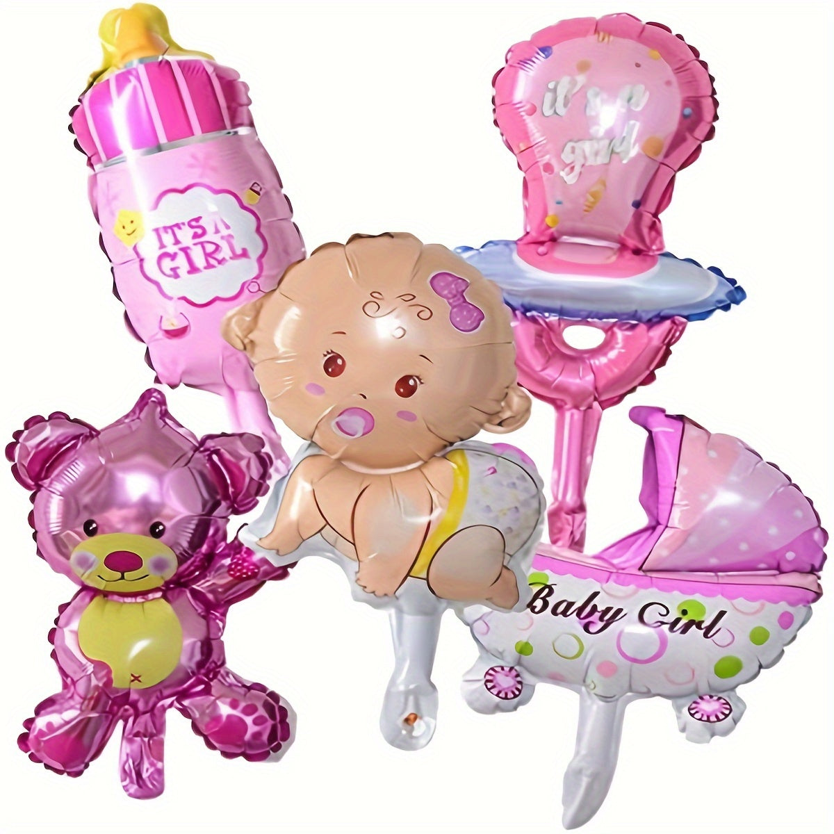 5-piece Boy or Girl Foil Balloon Set for Gender Reveal and Birthday Parties, Celebrations, and Events