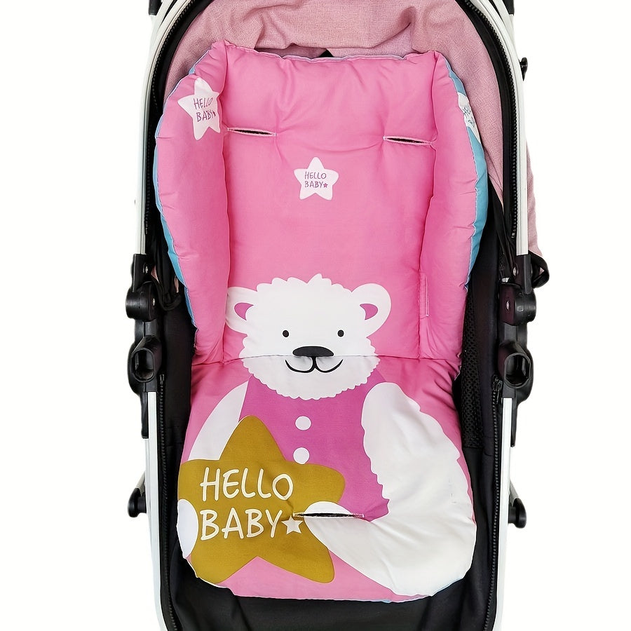 Introducing the "Hello Baby" Polar Bear Design Universal Baby Stroller Cushion Pad with Head Support. This soft polyester infant car seat liner features warm cotton padding, perfect for high chairs and strollers. Specifically designed for children aged