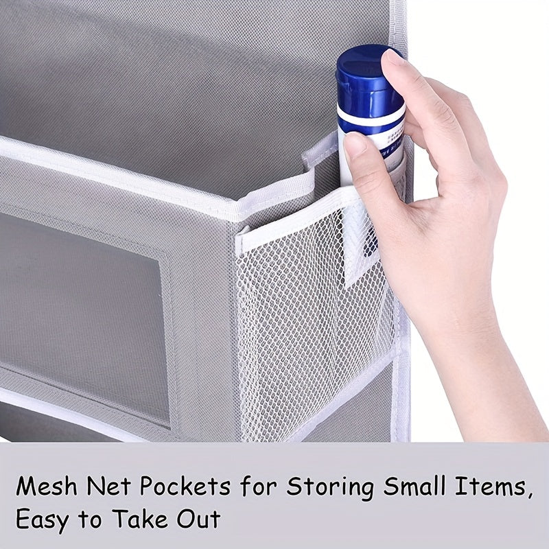 The Hanging Fabric Storage Organizer features an Over Door Pocket design with 4 Roomy Pockets, 10 Mesh Pockets, and 2 Mounting Hooks, perfect for organizing your pantry, closet, baby room, bathroom, bedroom, nursery, or dorm room.