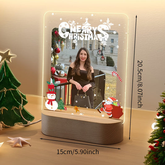 Personalized LED Acrylic Frame for Christmas Photos - Heart-Shaped Illuminated Picture Frame, Customizable Design for Holiday Decor, Great Gift for Anniversaries, Weddings, and Valentine's Day. Suitable for Adults 14 and older. Display a Single Picture