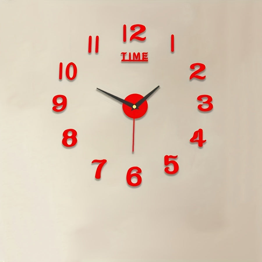 36V battery-operated wall clock sticker made of plastic, modern design with silent movement, ideal for DIY home decor.