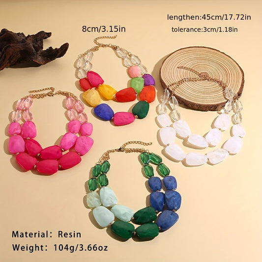 Stylish Dual-Layered Jelly Colored Necklace - Multi-Functional and Fashionable, Ideal for Gifting or Festivals, Adorable Accessory